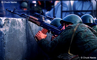 Russian soldiers fire at the Russian White house, 1993 Putsch, Moscow, RU